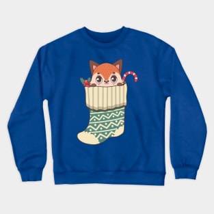 Cute fox in Christmas stocking Crewneck Sweatshirt